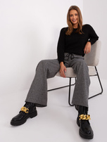 Hurt Czarny damski sweter klasyczny z warkoczami