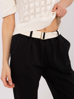 Hurtownia Czarne spodnie z materiałowym paskiem