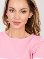 Różowo-ciemnoszara bluza basic bez kaptura Larice RUE PARIS 