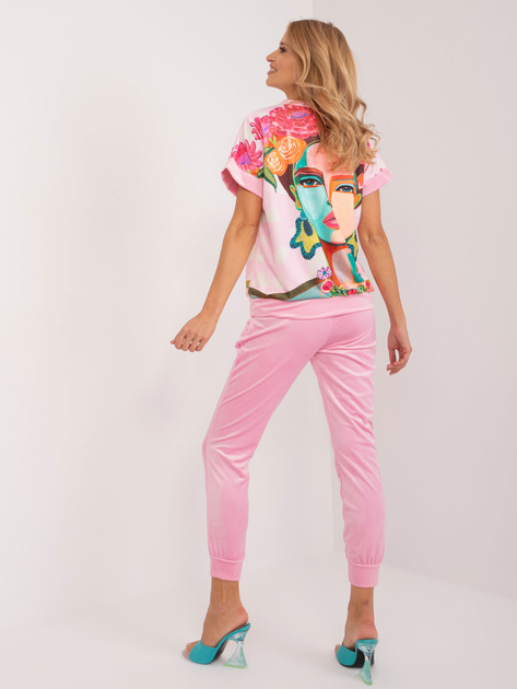 Hurt Jasnoróżowy dwuczęściowy komplet welurowy RUE PARIS