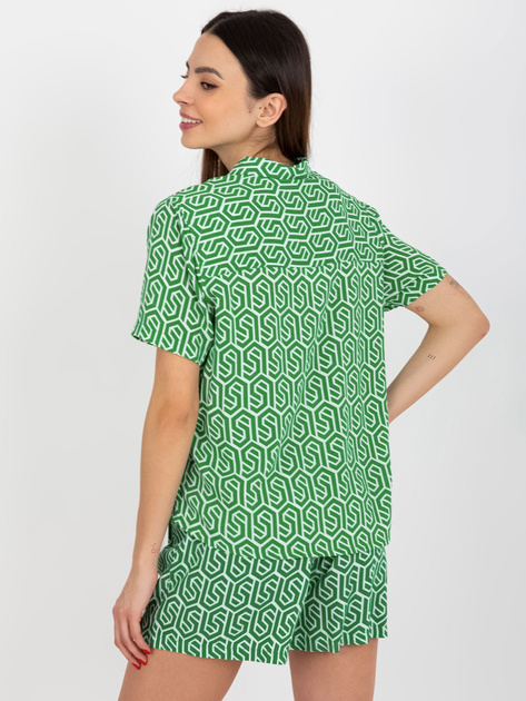 Hurt Zielona bluzka koszulowa we wzory z kołnierzem SUBLEVEL