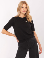 Czarny damski sweter z krótkim rękawem