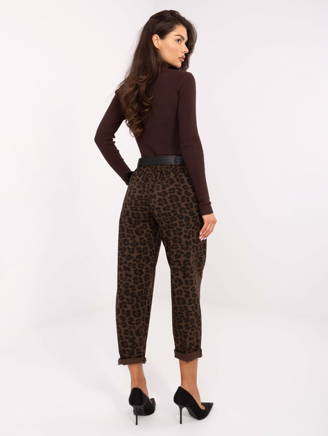 Brązowe damskie spodnie w panterkę