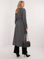 Hurt Ciemnoszary długi płaszcz trencz z kieszeniami