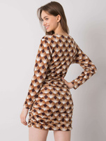 Brązowa sukienka welurowa we wzory Montilla