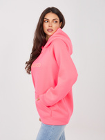 Fluo różowa bluza kangurka z ociepleniem RUE PARIS