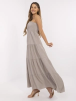 Ciemnobeżowa sukienka z elastycznym marszczeniem