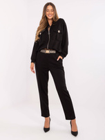 Bordowy  komplet z ozdobnymi broszkami 