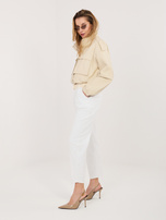 Hurt Beżowa kurtka z ekoskóry typu biker