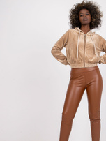 Brązowe legginsy ze skóry ekologicznej Briana RUE PARIS