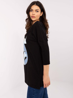 Hurtownia Czarna bawełniana bluzka z nadrukiem