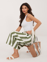 Ecru-khaki damskie kuloty z bawełny