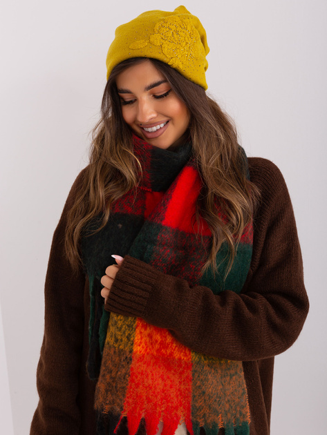 Hurtownia Oliwkowa czapka damska z kaszmirem