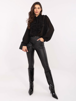 Czarna rozpinana koszula z plisowaniem