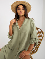 Hurt Jasnozielona midi sukienka szmizjerka ze stójką OCH BELLA