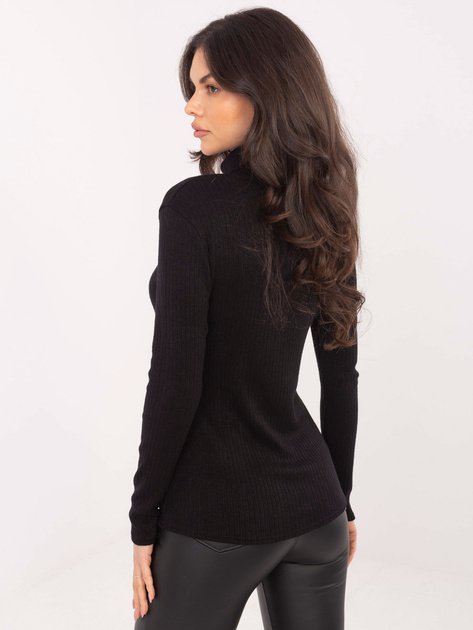 Czarny damski sweter z ozdobnym detalem