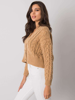Camelowy sweter na guziki w warkocze Avezzano SUBLEVEL