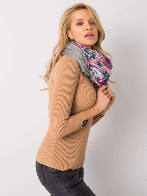 Jasna khaki chusta w kwiaty
