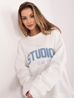 Ecru damska bluza oversize z okrągłym dekoltem 