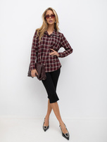 Burgundy flannel shirt with rhinestones.