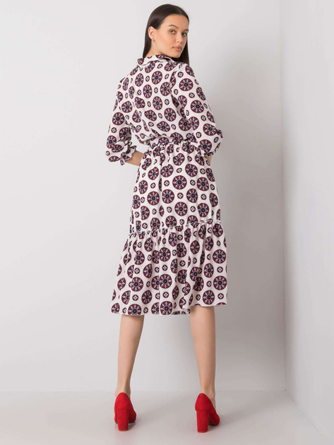 Biało-czerwona sukienka z printami Avelina
