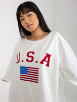 Hurt Ecru luźna bluza z nadrukiem i aplikacją z dżetów 