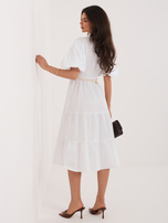 Biała bawełniana sukienka z bufiastym rękawem