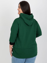 Hurtownia Ciemnozielona bluza plus size z kapturem