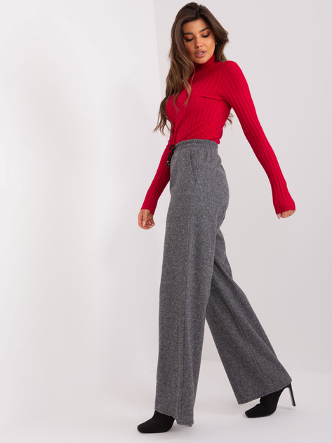 Hurt Szaro-czarne spodnie dzianinowe z szerokimi nogawkami