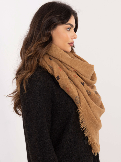 Hurtownia Camelowy damski szal z frędzlami