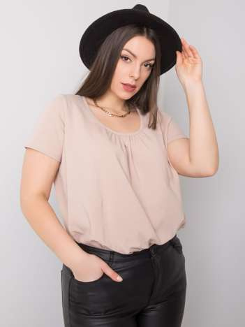 Beige Bluse in Übergröße aus Baumwolle Celeste.