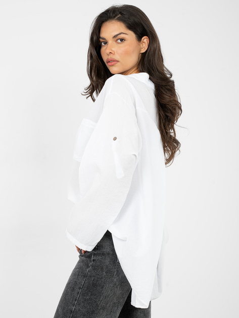 Biała damska koszula z dłuższym tyłem