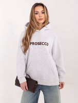 Jasnoszaro-brązowa bluza z ociepleniem RUE PARIS 