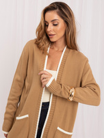 Dunkelbeige Damen Oversize-Cardigan RUE PARIS.