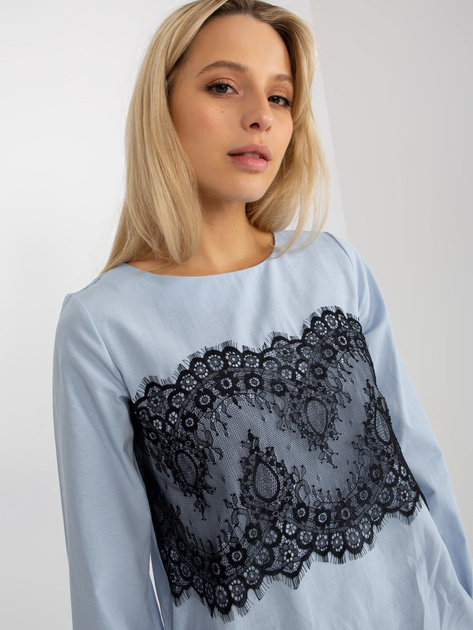 Hurt Jasnoniebieska damska bluzka wizytowa z wiązaniem