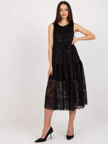 Hurt Czarna koronkowa sukienka z falbaną OCH BELLA