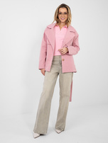 Jasnoróżowa dopasowana koszulka z kołnierzykiem