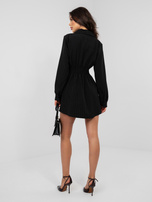 Czarna rozpinana sukienka z kołnierzykiem RUE PARIS 