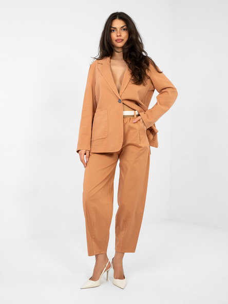 Ceglaste bawełniane spodnie od kompletu