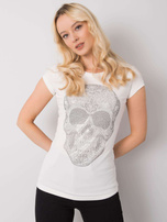 Ecru t-shirt z aplikacją Skull