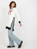 Hurt Ecru długa bluza oversize z napisem i kapturem