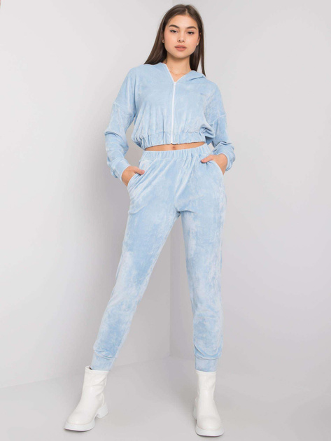 Jasnoniebieski komplet dwuczęściowy z weluru Darien