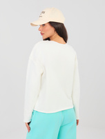 Ecru krótka bluza z haftem NATURAL SIDE
