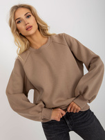 Hurt Dark beige basic sweatshirt with a round neckline.