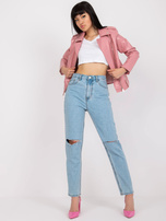 Jasnoniebieskie damskie spodnie jeansowe mom fit 