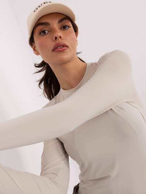 Jasnobeżowa gładka bluzka loongsleeve SUBLEVEL