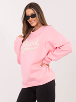 Jasnoróżowa damska bluza z wypukłym napisem RUE PARIS
