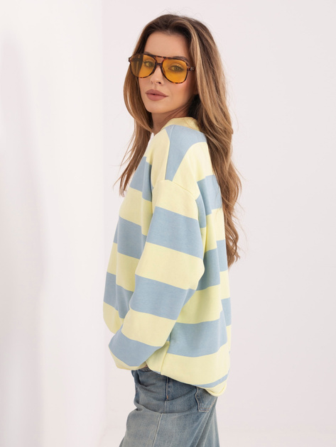 Pastelowa żółto-niebieska bluza oversize z długim rękawem