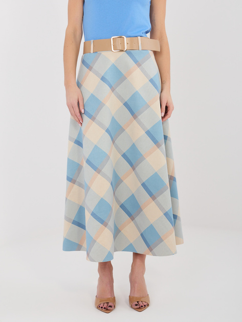 Niebieska zamszowa spódnica z paskiem