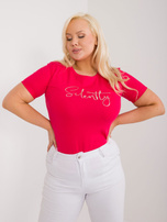 Hurt Czerwony casualowy t-shirt plus size z bawełny
